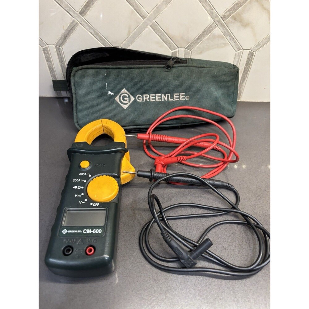 Greenlee CM-600 Digital AC Clamp-On Meter Multimeter Tester Kit w/ Leads & Case